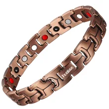 Hottime 4 in 1 Bio Elements Energy Magnetic Bracelet Red Copper Arthritis Therapy Health Men's Bracelets Fashion Jewelry 10211