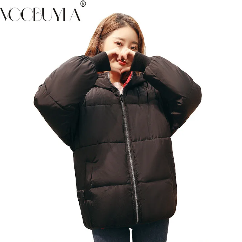Voobuyla Down Cotton Coat Women 2018 New Long sleeve Coat Winter Warm Jackets Female Fashion Couple Wear Short Jacket Casaco Men Coats