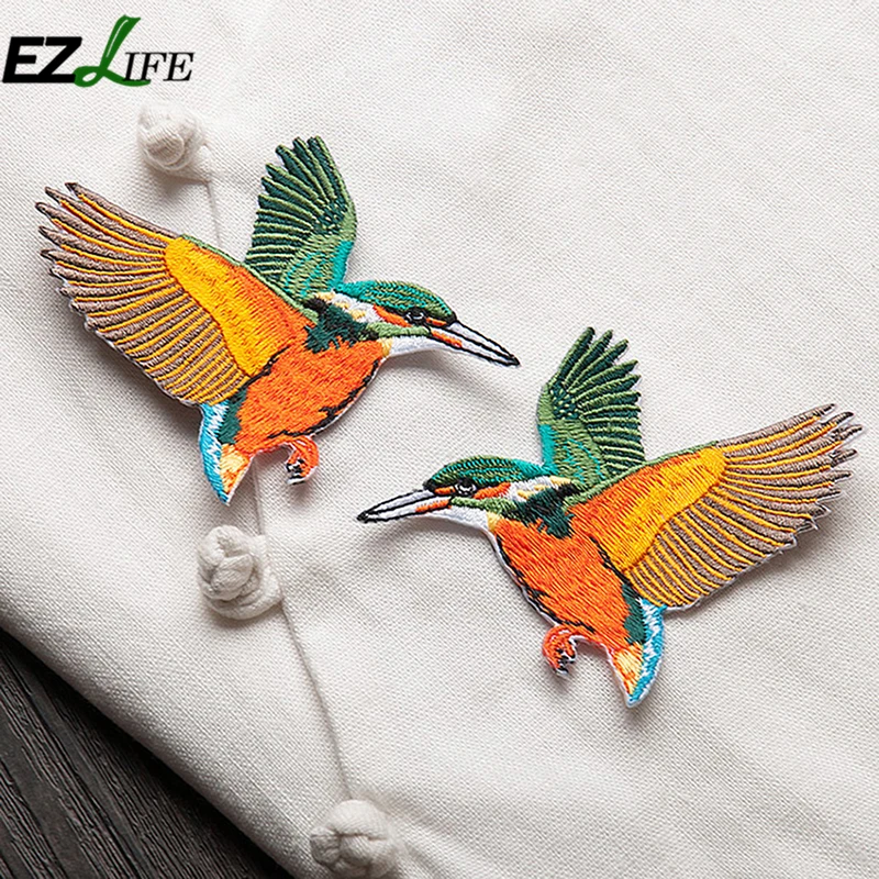 Para La Ropa швейная аппликацией птички Badgets для одежды 2 шт./пара птицы заплата вышивки приложений LQW0338