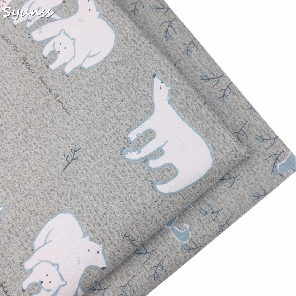 100% хлопок twill детская одежда мультфильм милый серый медведь ткань для DIY Детская