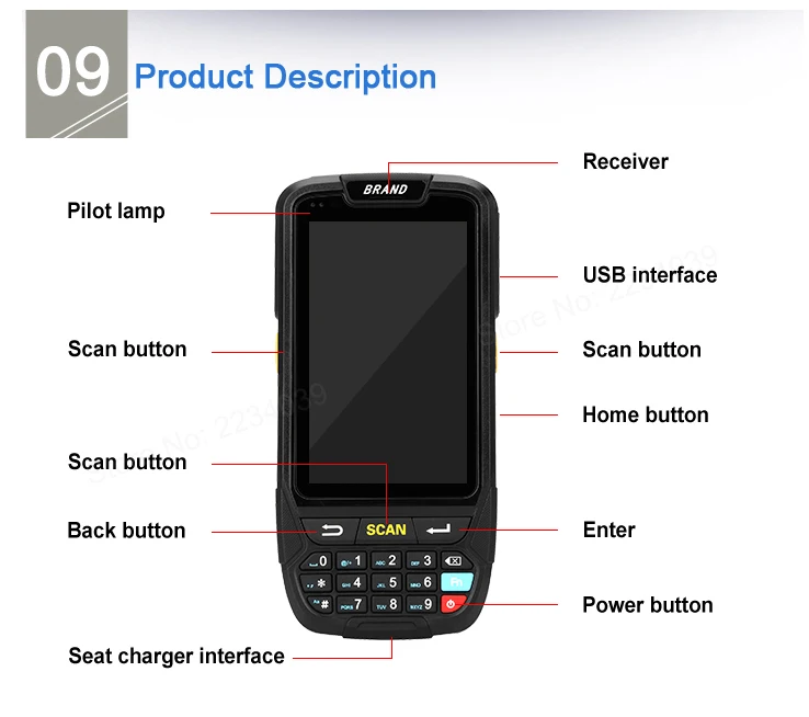 Android 7,0 портативный pos-терминал с NFC UHF RFID считыватель памяти 4 дюйма большой экран терминал данных 1D, 2D лазерный сканер штрих-кода