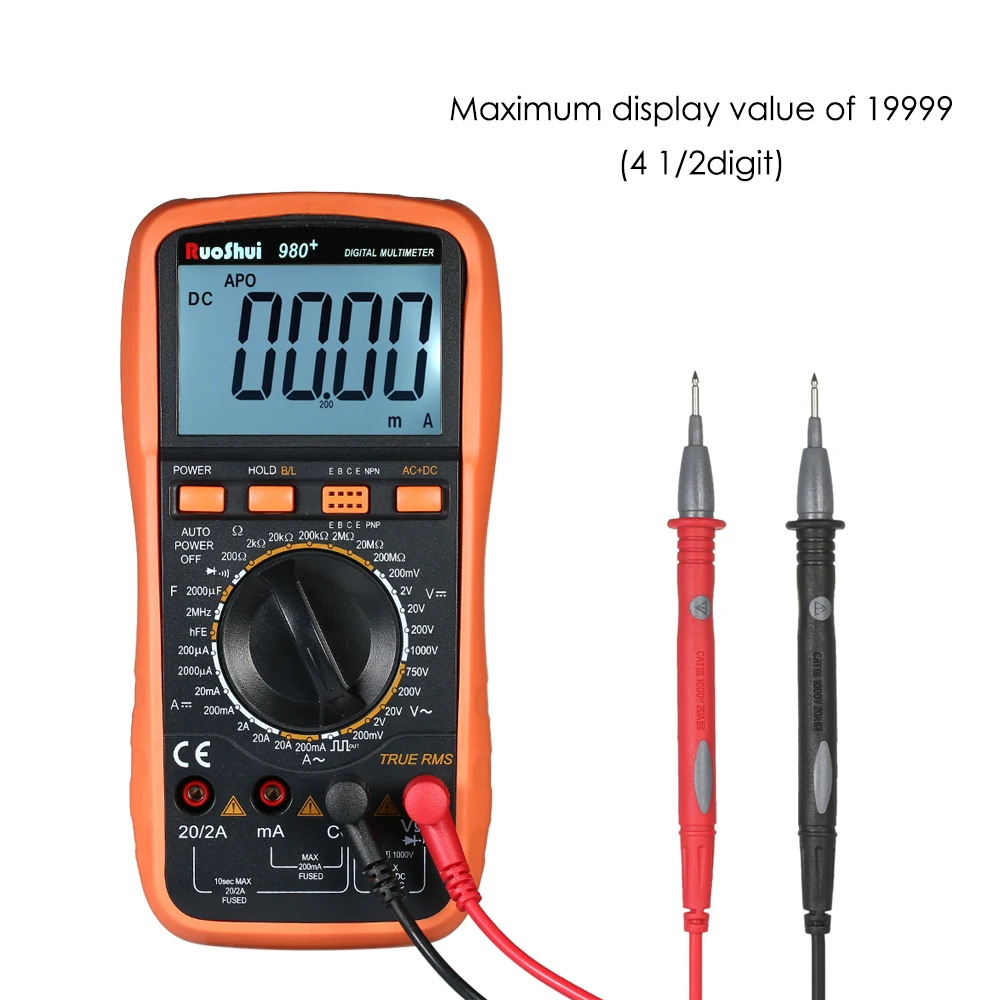 RuoShui Цифровой мультиметр 19999 отсчетов True RMS Multi цифровой мультиметр измерения AC DC напряжение Мегаомметр ЖК дисплей