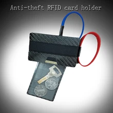 T-10 углеродного волокна Кредитная Держатель для карт тонкий бумажник с ключ монета сим-карта карман полости RFID blocking Wallet