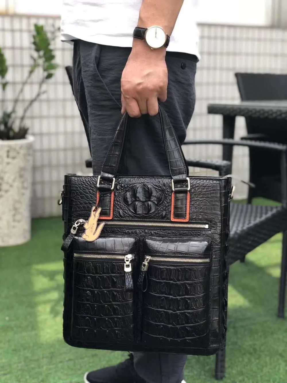 2018 модные Для мужчин Натуральная/Real 100% крокодиловой кожи Портфели сумка для ноутбука, крокодиловой кожи Бизнес Для мужчин Модная Сумка