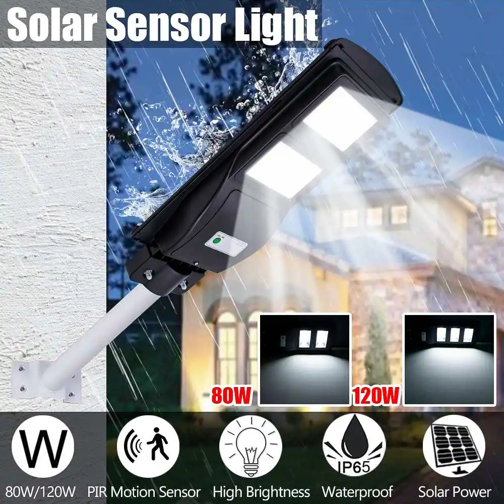 

80W/120W LED Street Solar Light Wireless Waterproof Auto Motion Sensor COB LED Solar Power Street Lamp Outdoor Wall Light