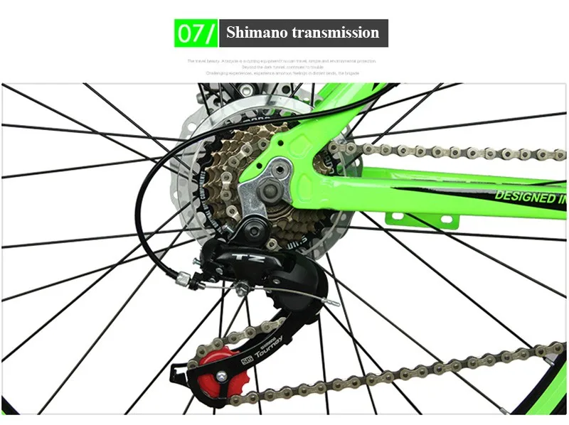 Top Mountain Bicycle Shockingproof Frame 21 Speed Gear Shift 26 Inch Double Disc Brakes Shifter Set for Shimano Bike Cycling Bicicle 18