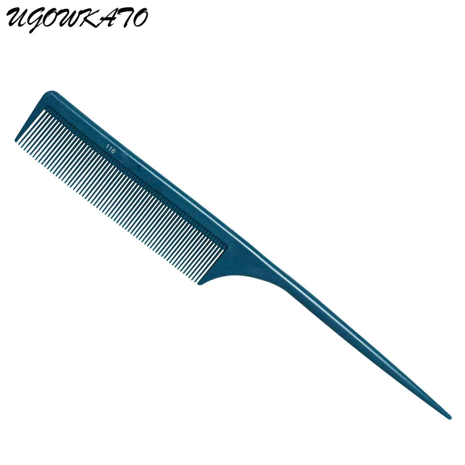 UGOWKATO Long Handle Tail Cutting Comb Hairdressing Green Hair Brush