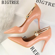 Bigtree sapatos sapatos de noiva branco saltos mulheres bombas de marca de luxo mulheres fetiche sapatos de salto alto stiletto salto alto sexy ayakkabi