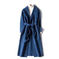 2018 новая усовершенствованная версия волнистые Двусторонняя полный кашемировое пальто женский длинный участок шерстяное пальто в длинные