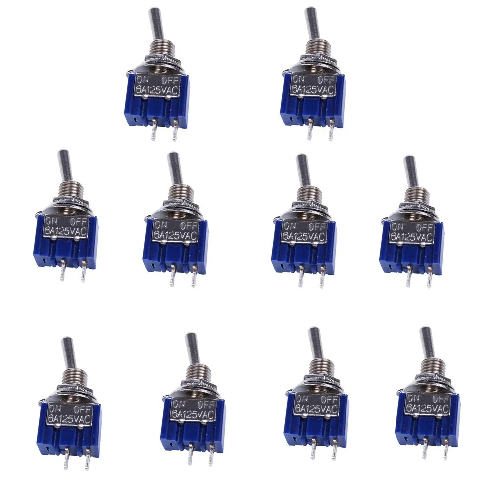 

10pcs MTS-101 2 Pin SPST Switch ON-OFF 2 Position 6A 250V AC Mini Toggle Switch