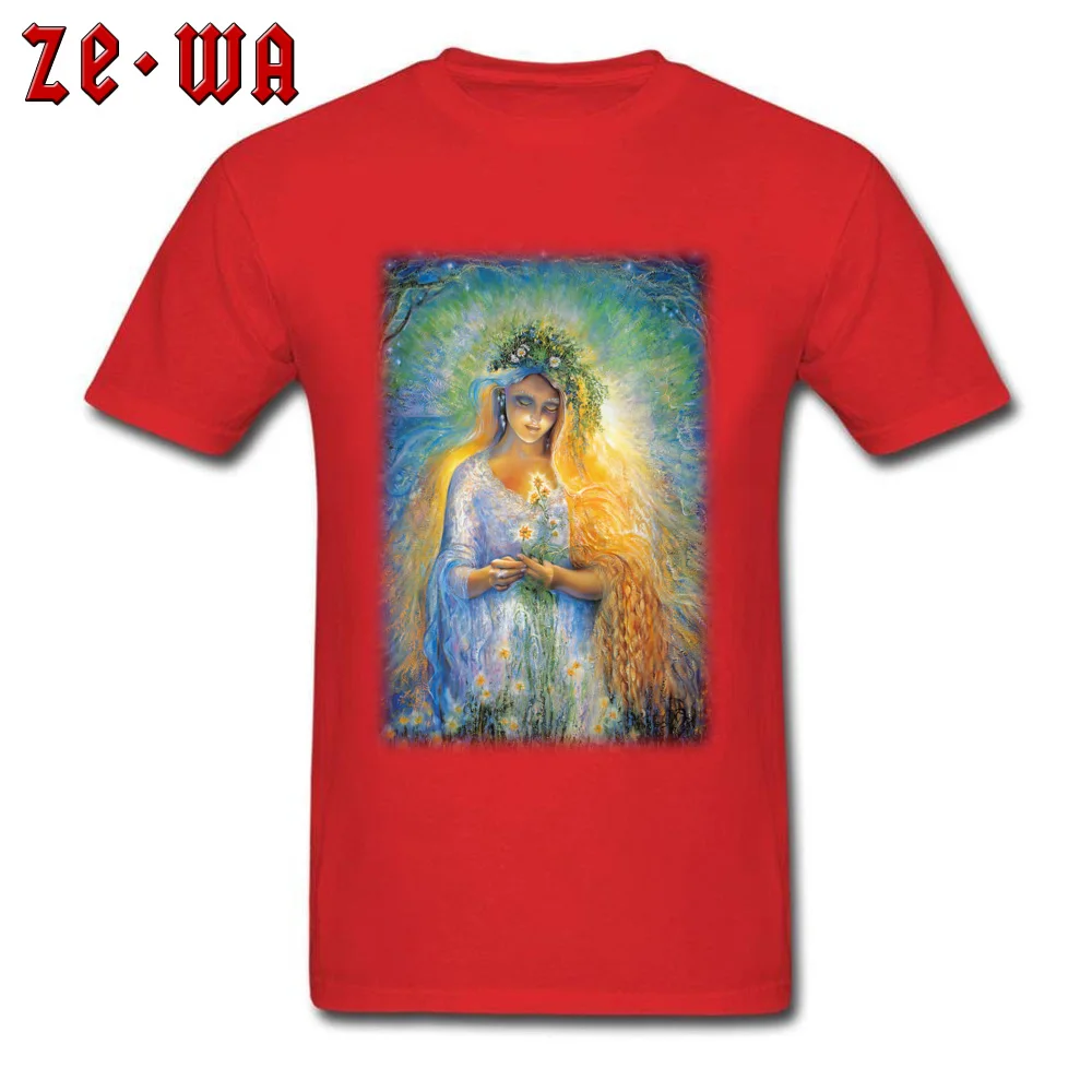 Geek earth goddess gaia T Shirts for Men Classic Summer Autumn Round Neck 100% Cotton Fabric Short Sleeve T Shirts Tee-Shirt earth goddess gaia red