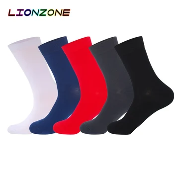 

LIONZONE 5Pairs/Lot 2018 New Arrival Brand Bamboo Fiber Classic Business Men's Socks Men Deodorant Dress Socks Winter Warm Sock