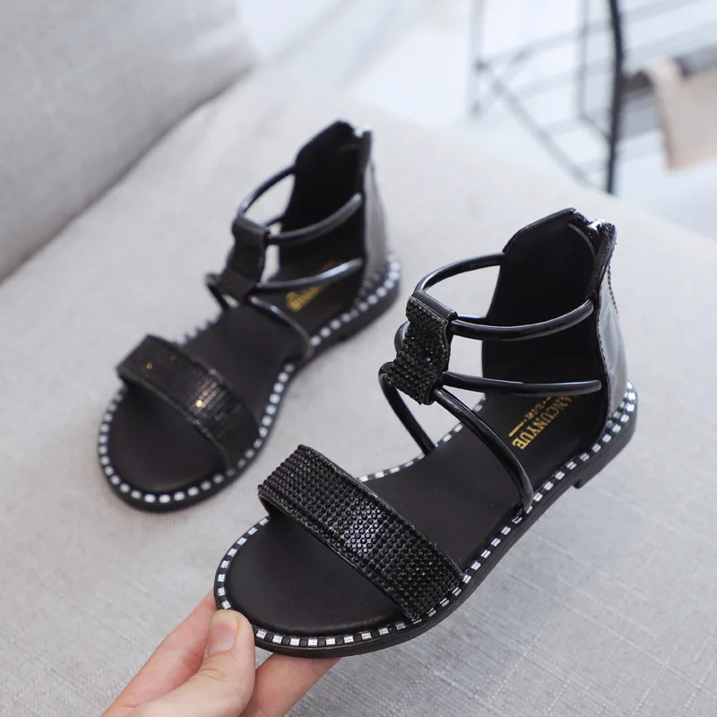 

Sequins Girls Sandals Summer Diamond Roman Sandals Students Girls Shoes