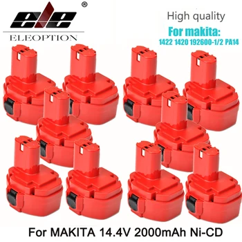 

10PCS/Lot 14.4 Volt 2000mAh NI-CD Power Tool Battery for MAKITA 14.4V Battery for Makita 1422,1420,192600-1, 193985-8, 194172-2