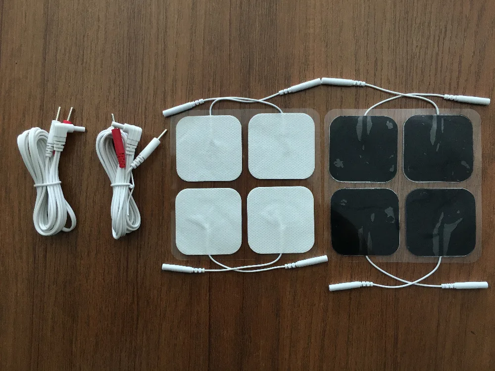 2 Piece DC 2.35mm 2-pin Electrode Lead Wires/Cables With 2 Packs Electrode Pads For TENS Unit 7000