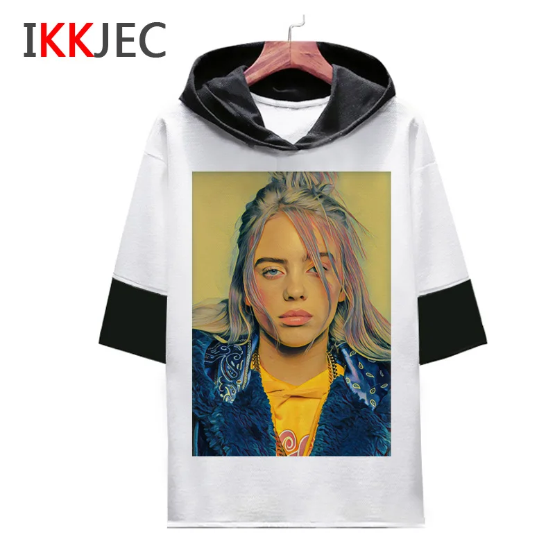 Billie eilish Футболка с принтом, забавные мужские/женские футболки, повседневные футболки, футболка с круглым вырезом, модная летняя уличная одежда в стиле хип-хоп - Цвет: 1805