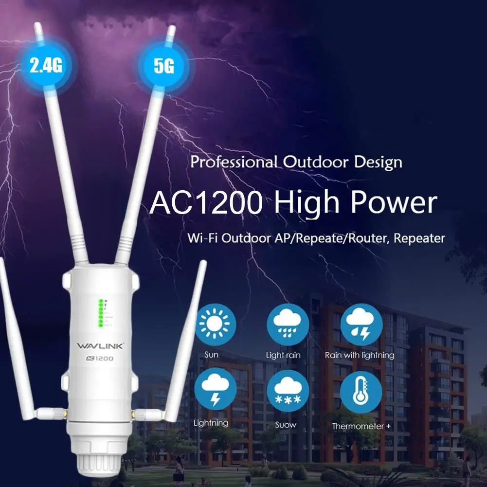 AC1200 двухдиапазонный Wifi ретранслятор высокой мощности открытый Всепогодный беспроводной Усилитель сигнала Усилитель/расширитель диапазона/маршрутизатор с PoE