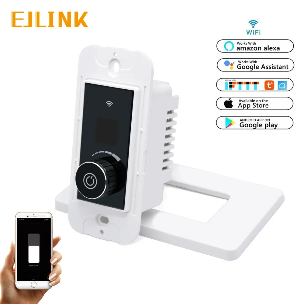 

EJLINK Wifi Dimmer Switch Voice Control Smart Light Switch Knob Dimmer Works with Alexa, google home, IFTTT