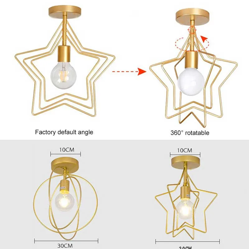 

Simple Five-point Geometric Iron Pendant Lights Lamp for Bedroom Living Room Children's room lighting_WK