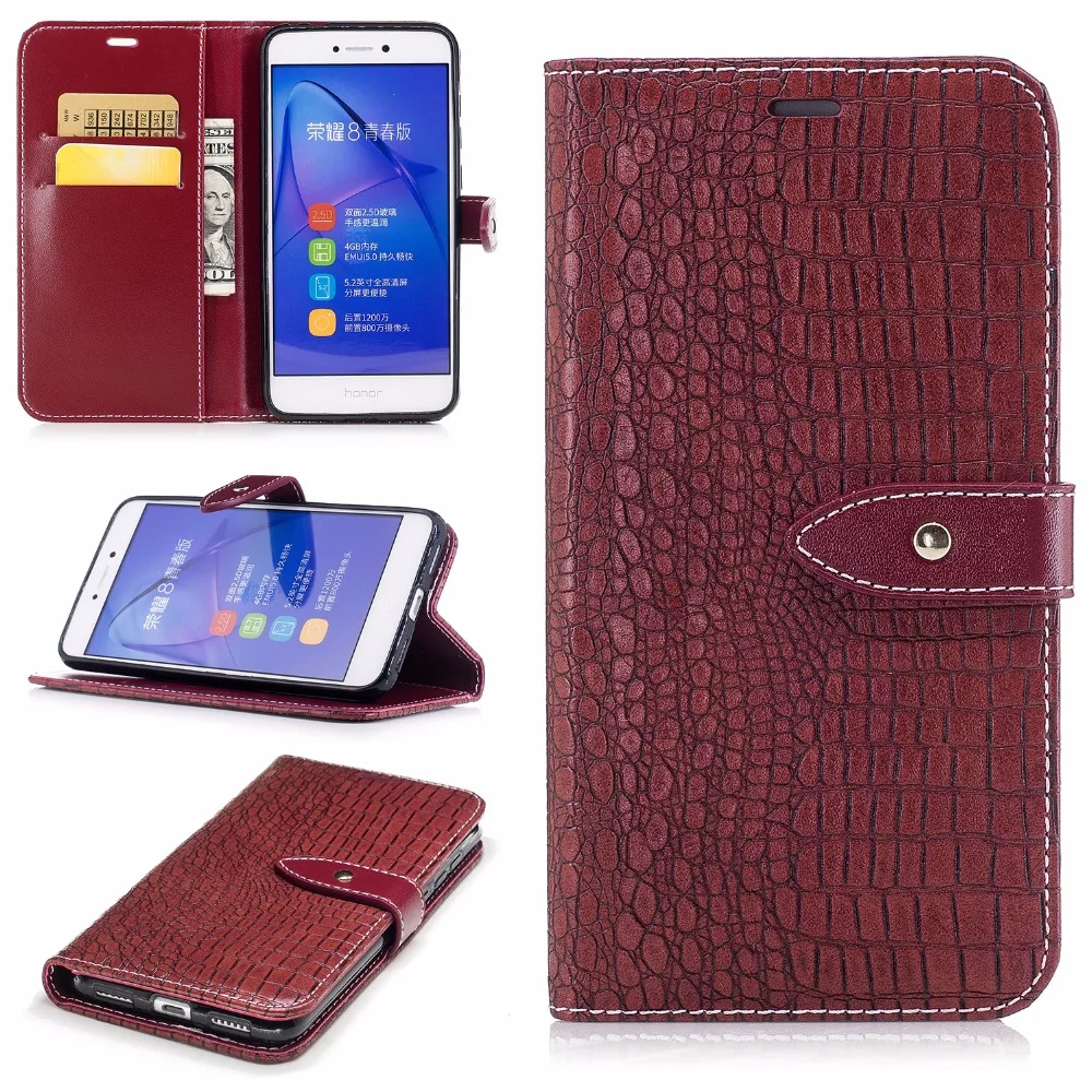 

For Huawei P8 lite 2017 Fashion Luxury Crocodile Pattern Flip Leather Wallet Cover For Huawei P9 lite 2017 Back Cover