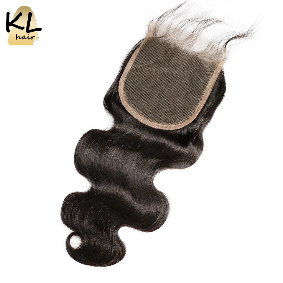 KL Hair 5x5 объемная волна Кружева Закрытие свободная часть человеческих волос натуральный цвет бразильские волосы remy закрытие отбеленные узлы с детскими волосами