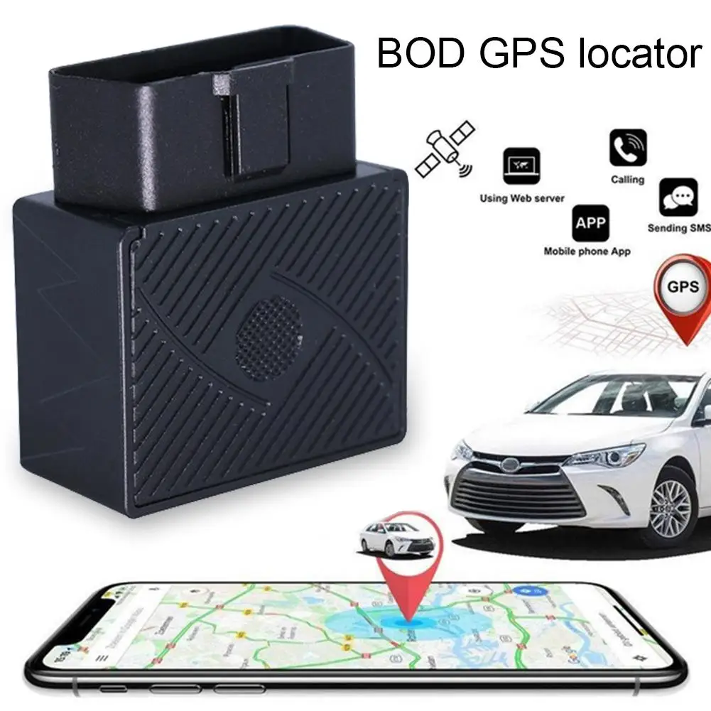 Автомобильный gps локатор, спутниковый трекер слежения, Автомобильная OBD охранная сигнализация, установка с SOS сигнализацией, гео-забор, бесплатное приложение для зарядки - Цвет: Black