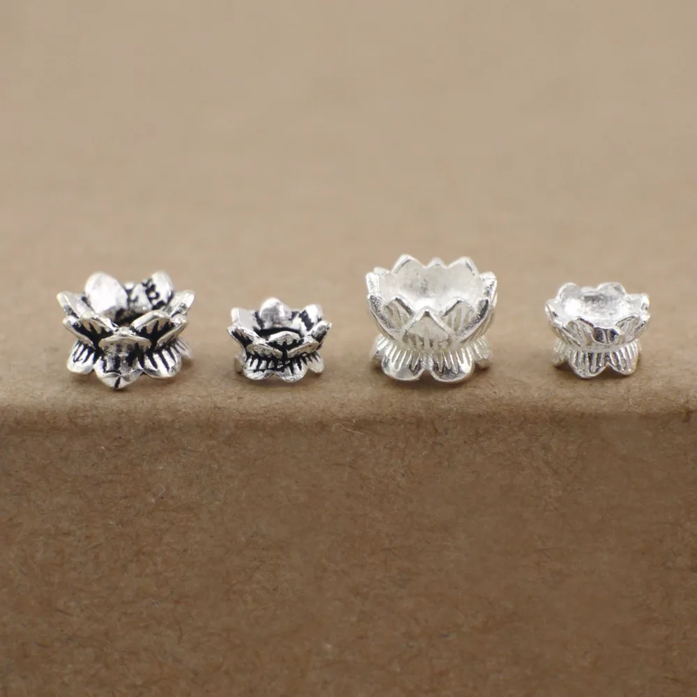 

925 Sterling Silver Lotus End Cap Cone Spacer Bead DIY Jewelry Making A2253