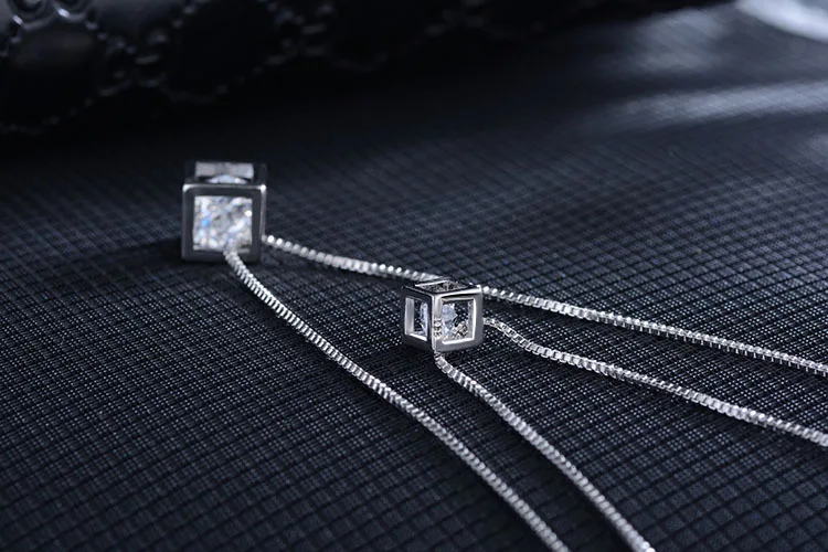XIYANIKE 925 пробы Серебряное квадратное ожерелье из циркона для женщин, двухслойные подвески и ожерелья, подарок