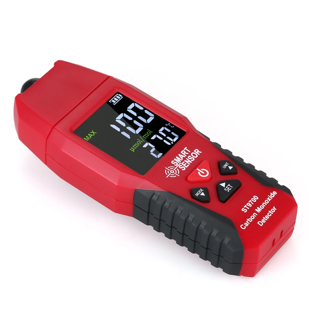 Умный датчик ST9700 CO детектор анализатор угарного газа датчик утечки газа качество воздуха монитор цветной дисплей звуко-световая сигнализация
