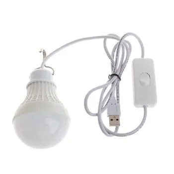 

HNGCHOIGE 5W 10 LED Energy Saving USB Bulb Light Camping / Home Night Lamp Hook Switch