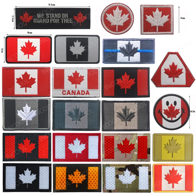 Canadian Flag Skull & Maple Leaf Cross Bone Iron Sew on Embroidered Patch #779 