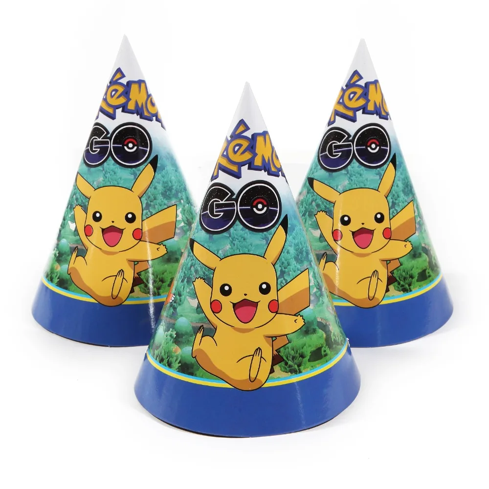 6PCS/Lot Wholesale Pikachu Theme Cap Party Decoration Baby Happy