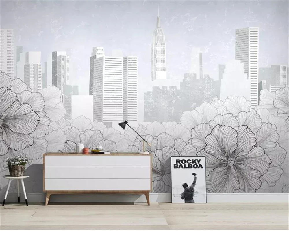Beibehang Customized 3d Wallpaper Modern Black And White City Line Drawing Floral City Architecture Tv Background Wall Wallpaper Wallpapers Aliexpress Beibehang Customized 3d Wallpaper Modern Black And White City Line Drawing Floral City Architecture Tv Background Wall Wallpaper Wallpapers Aliexpress
