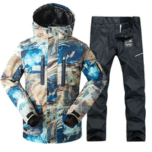 2018 GSOU SNOW Men Ski Suit Windproof Waterproof Outdoor Sport Wear Winter Jacket Pant Skiing Snowboard Clothing Trouser Suit