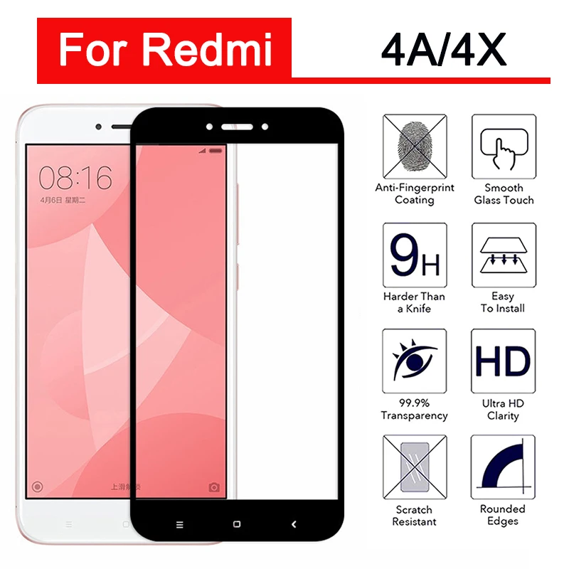 Закаленное стекло для xiaomi redmi 4X 4A защитное на Xiomi Xiaomei Ksiomi My X A 4 Защитная пленка