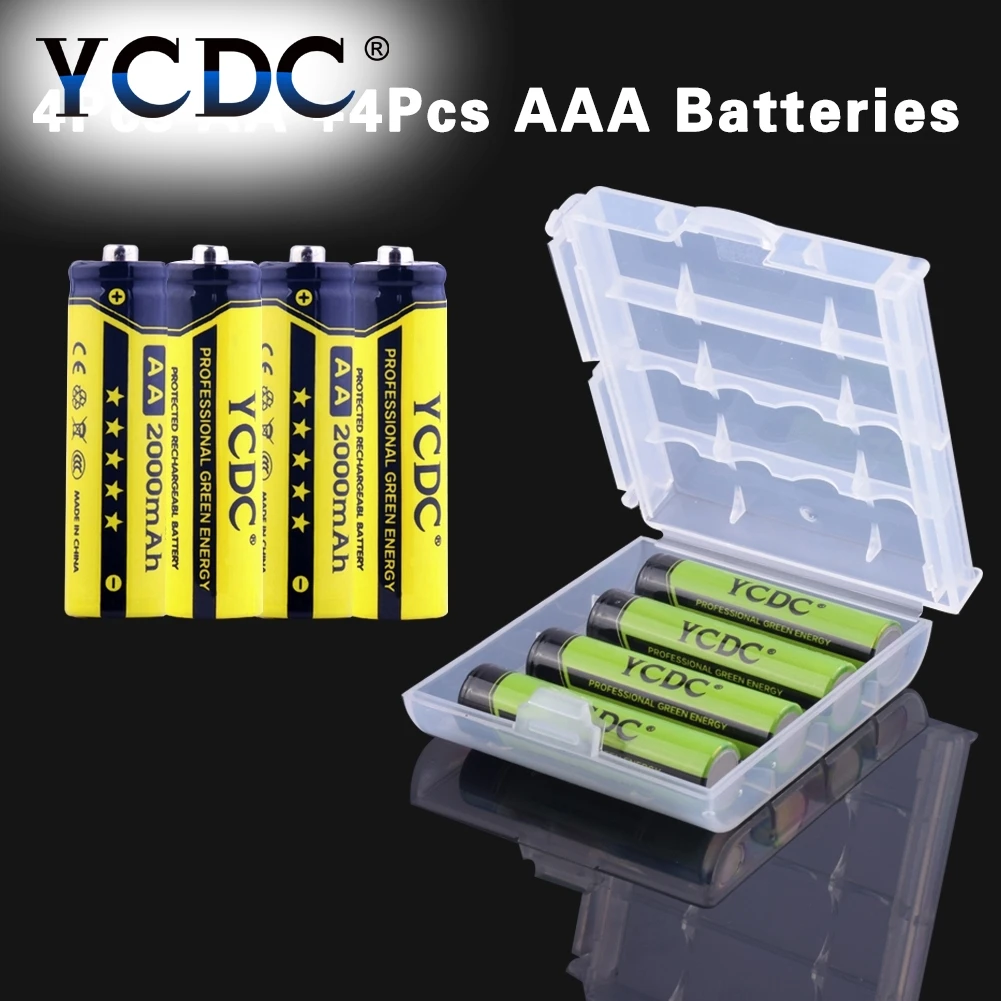 Cheap 4Pcs AAA+ 4Pcs AA 1000/2000mAh Pre Charge Ni MH Rechargeable Batteries AAA Rechargeable