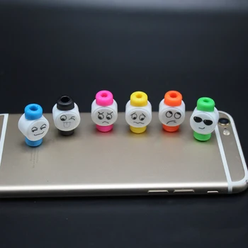 

100pcs/lot Cute Face USB Charger Cable Protector Colorful Earphones USB Data Cable Cover For iPhone Samsung HTC Free shipping