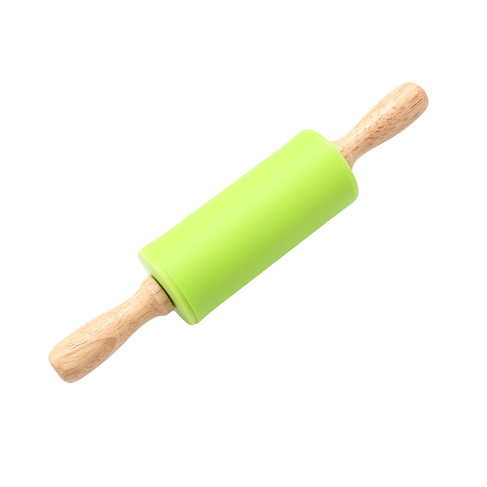 

Wooden Handle Rolling Pin Non-Stick Silicone Rolling Pins Kitchen Accessory (Green)