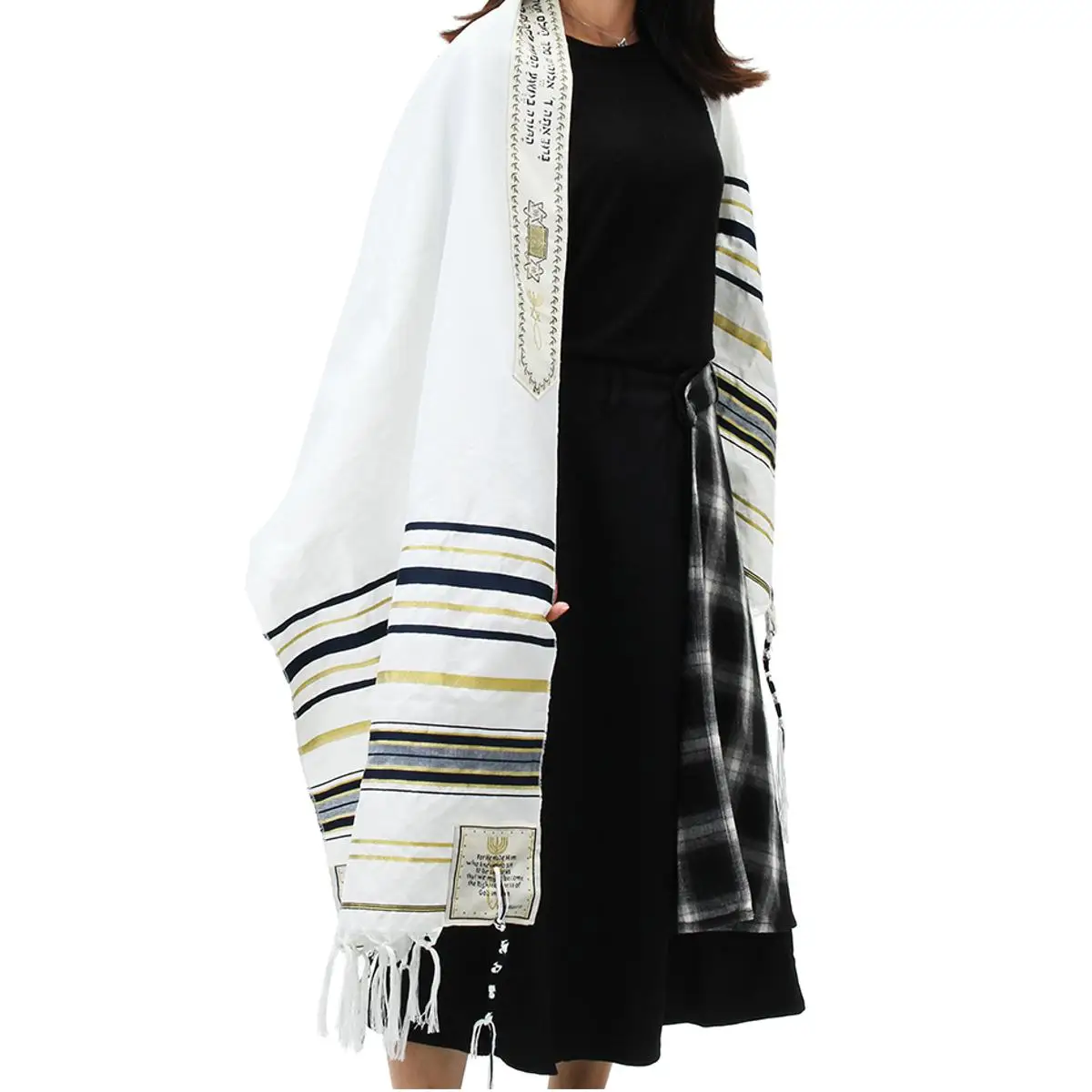 Зимний женский шарф, мусульманский, еврейский, Tallit, молитвенная шаль, синяя и Золотая Полоска, молитвенная шаль и сумка, молитвенные шарфы, 175X50 см