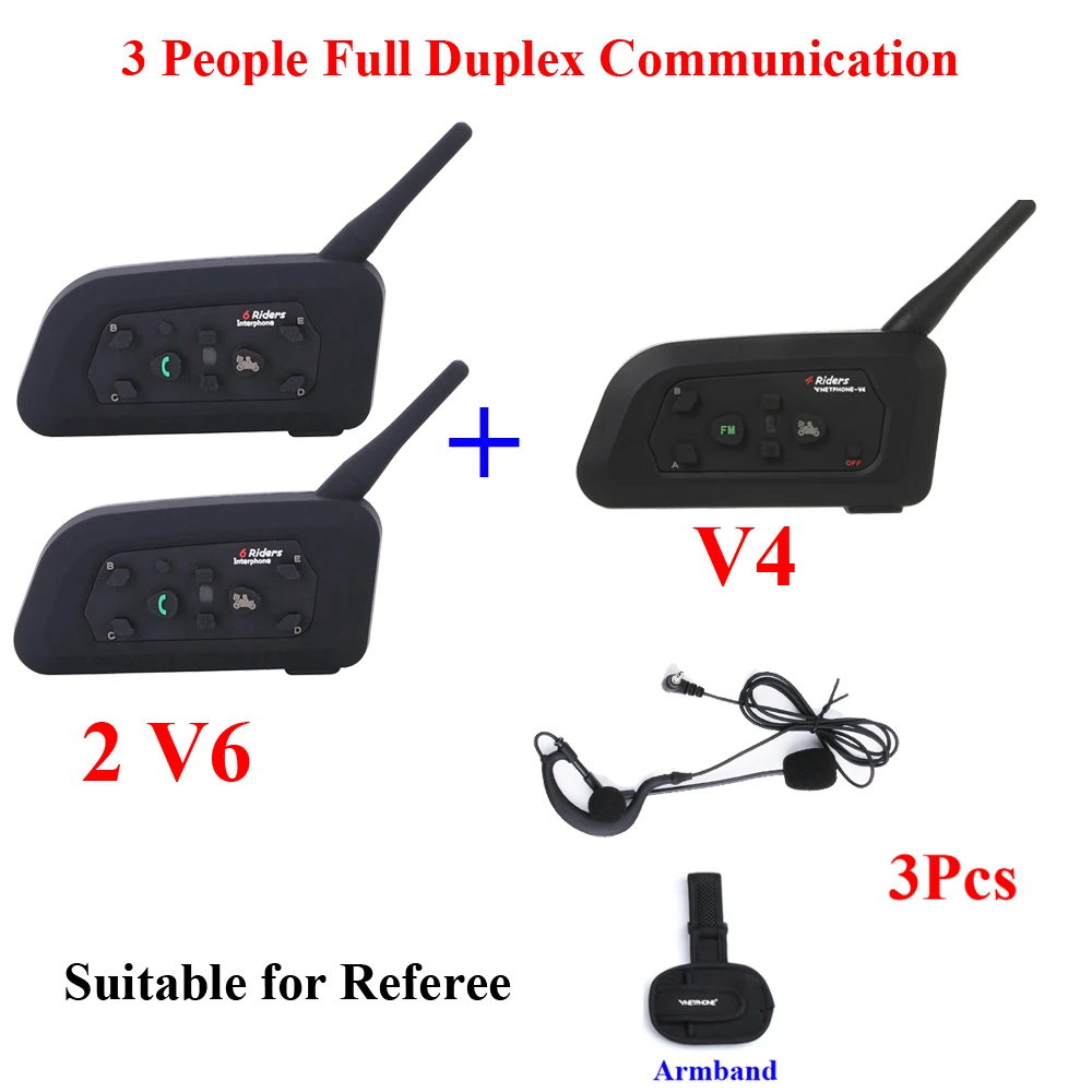 Referee Headset 2V6+V4 3 Referee talk same time Communication System comunicador