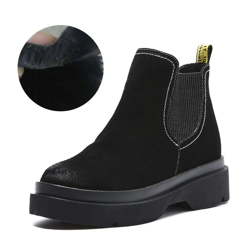 SWYIVY Chaussures Femme Кожаные ботинки Женские бархатные зимние женские сапоги 2019 новые