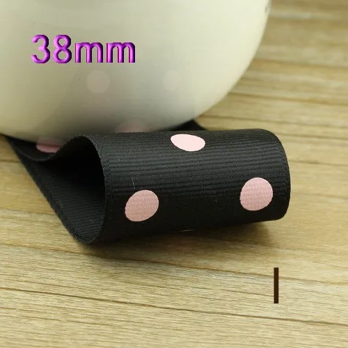 High quality 38mm Rib ribbon Single Face Dots satin ribbon DIY hair accessories Children package gift 5Mlot_18
