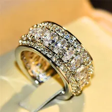 Роскошное женское кольцо с цирконием, модное, Серебристый Овальный, обручальные кольца, ювелирные изделия, обещающая любовь, обручальные кольца для женщин