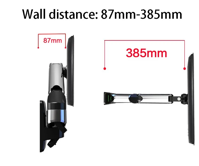 NB F150 алюминиевый сплав 360 градусов 1"-27" держатель для монитора газовый пружинный кронштейн светодиодный ЖК-телевизор настенное крепление загрузка 2-7 кг