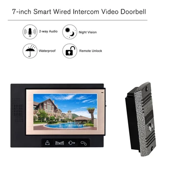 

7-inch LCD Color Video Door Phone Intercom System Night Vision Camera Kit IR Night Vision Camera Door Bell for Apartment Home