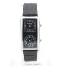 2 двойной часовой пояс Кварцевые черные искусственная кожа женские наручные часы хороший подарок роскошные часы