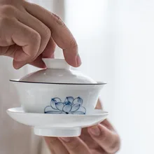 Ручная роспись креативный Лотос керамический белый фарфор гайвань дома посуда для напитков чайная церемония Tieguanyin чайники Dahongpao чайные горшки