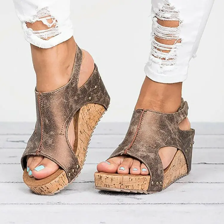 

Women Sandals 2018 Platform Sandals Wedges Shoes For Women Heels Sandalias Mujer Summer Shoes Leather Wedge Heels Sandals 43
