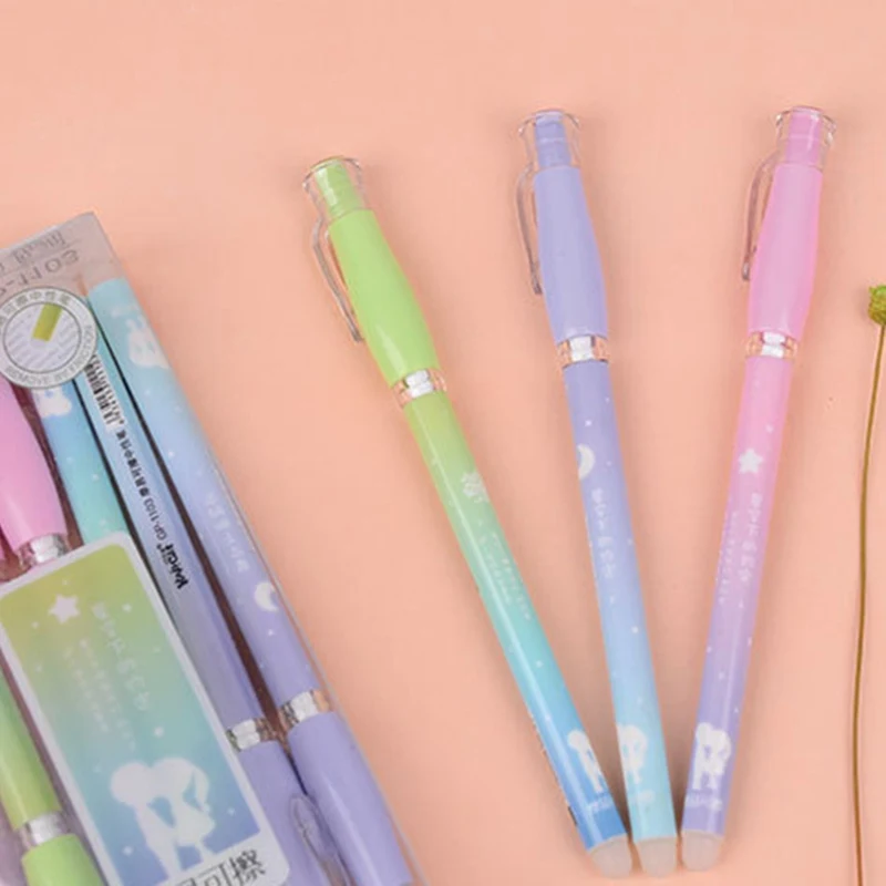 

1Pcs Color Random Erasable Pen Gel Kawaii Black Blue Gel Pen School Supply Stationary Cute Funny Stationery 0.38mm