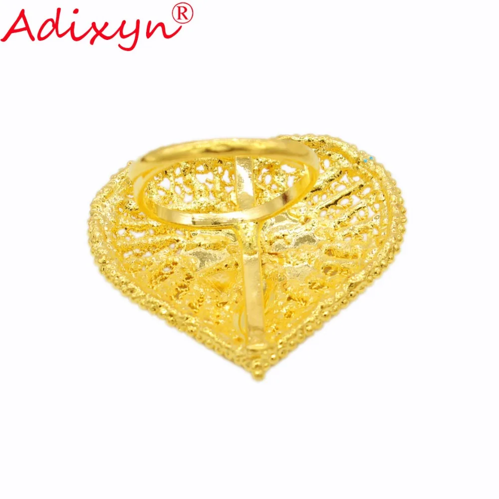 Adixyn в форме сердца, широкое кольцо для женщин/девочек, Модный золотой цвет, Изящные Ювелирные изделия, африканские/эфиопские/арабские украшения, N02274